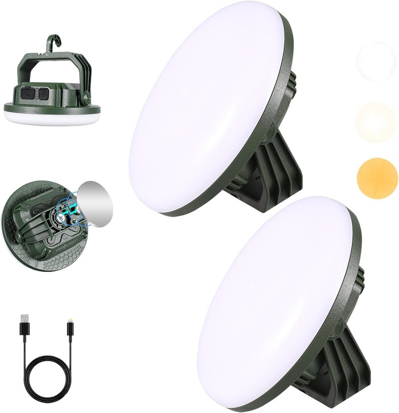 vavofo 2Pcs 10,000mAh 4000LM LED Camping Lantern Rechargeable, 3 Lighting Modes, Portable Tent Light with Magnet, IP65 Waterproof Hanging Light for Emergencies, Power Outages ,Hurricane（2Pcs） - Image 1